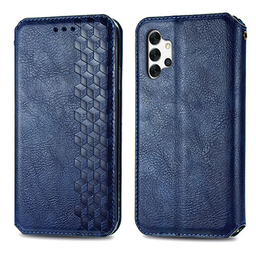 Leather Case Stands Flip Cover Holder S01D for Samsung Galaxy A32 5G Blue