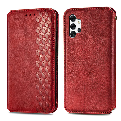 Leather Case Stands Flip Cover Holder S01D for Samsung Galaxy A32 5G Red