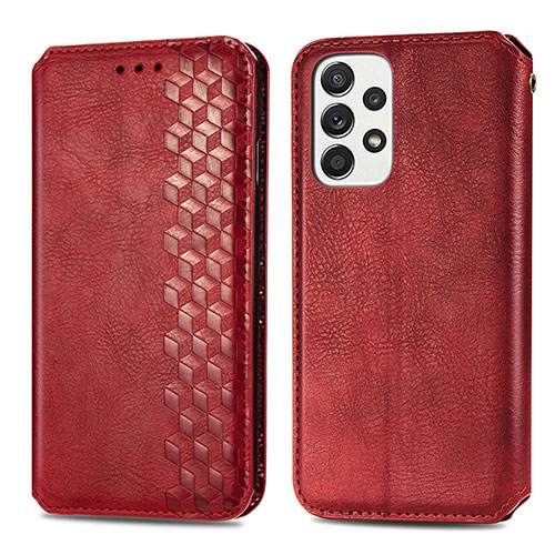 Leather Case Stands Flip Cover Holder S01D for Samsung Galaxy A33 5G Red