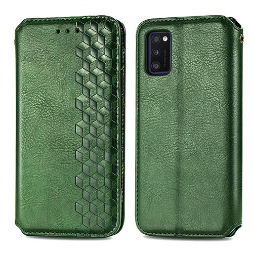 Leather Case Stands Flip Cover Holder S01D for Samsung Galaxy A41 Green