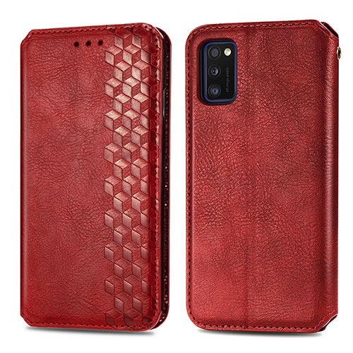 Leather Case Stands Flip Cover Holder S01D for Samsung Galaxy A41 Red