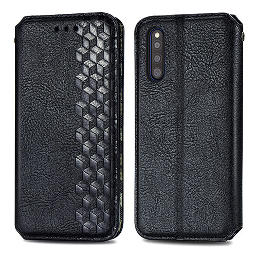 Leather Case Stands Flip Cover Holder S01D for Samsung Galaxy A41 SC-41A Black