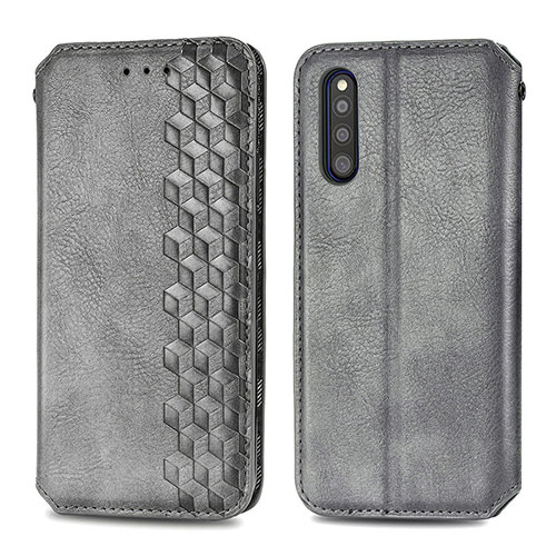 Leather Case Stands Flip Cover Holder S01D for Samsung Galaxy A41 SC-41A Gray