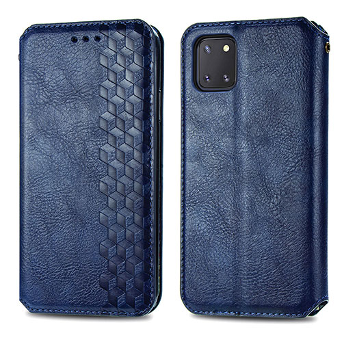 Leather Case Stands Flip Cover Holder S01D for Samsung Galaxy A81 Blue