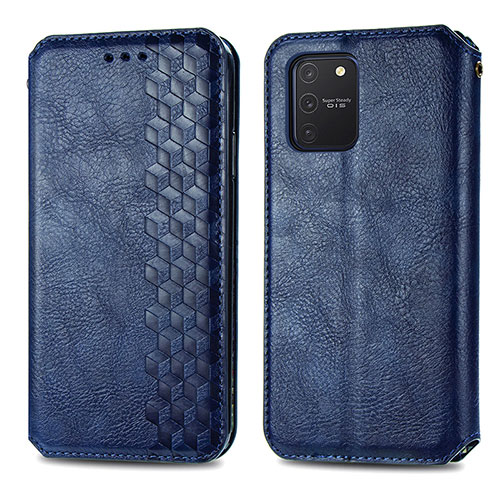 Leather Case Stands Flip Cover Holder S01D for Samsung Galaxy A91 Blue