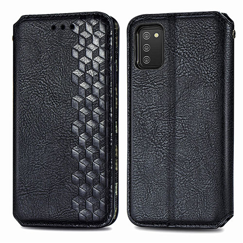 Leather Case Stands Flip Cover Holder S01D for Samsung Galaxy F02S SM-E025F Black