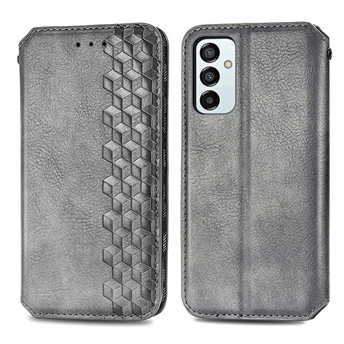 Leather Case Stands Flip Cover Holder S01D for Samsung Galaxy F23 5G Gray