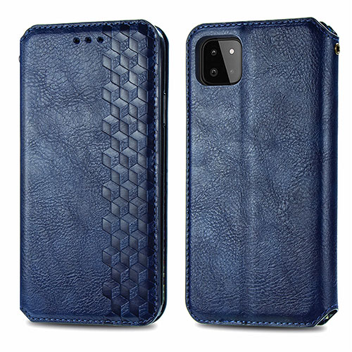 Leather Case Stands Flip Cover Holder S01D for Samsung Galaxy F42 5G Blue