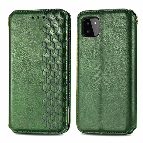 Leather Case Stands Flip Cover Holder S01D for Samsung Galaxy F42 5G Green