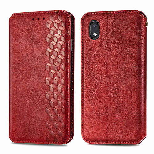 Leather Case Stands Flip Cover Holder S01D for Samsung Galaxy M01 Core Red