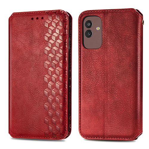 Leather Case Stands Flip Cover Holder S01D for Samsung Galaxy M13 5G Red