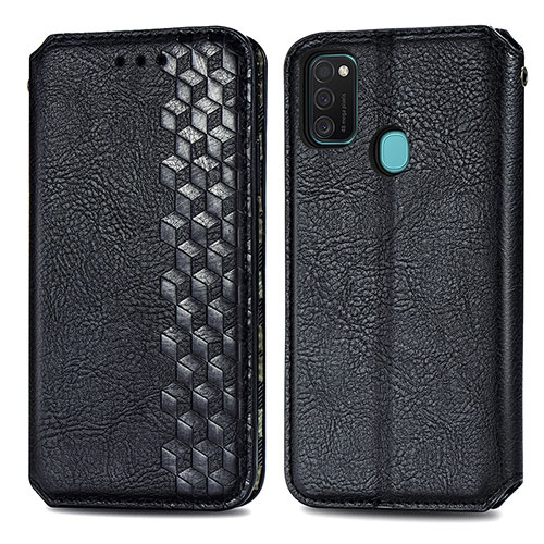 Leather Case Stands Flip Cover Holder S01D for Samsung Galaxy M30s Black