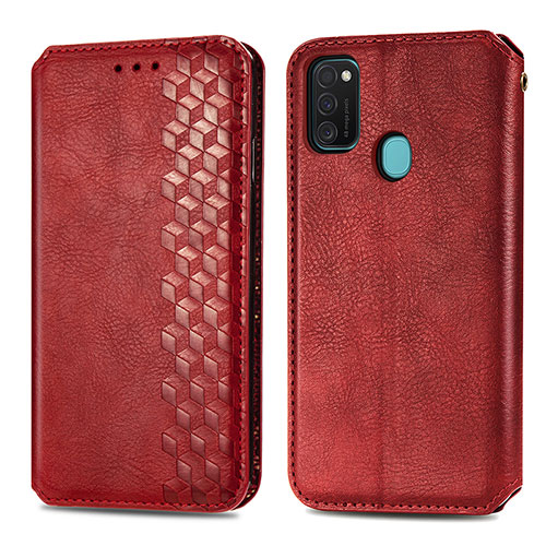 Leather Case Stands Flip Cover Holder S01D for Samsung Galaxy M30s Red