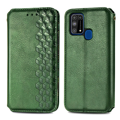 Leather Case Stands Flip Cover Holder S01D for Samsung Galaxy M31 Prime Edition Green