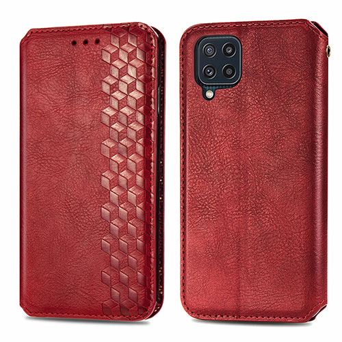 Leather Case Stands Flip Cover Holder S01D for Samsung Galaxy M32 4G Red