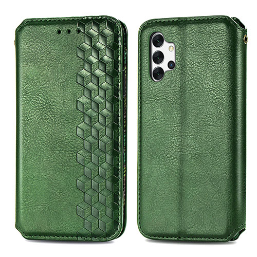 Leather Case Stands Flip Cover Holder S01D for Samsung Galaxy M32 5G Green