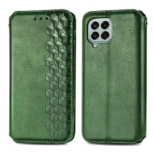 Leather Case Stands Flip Cover Holder S01D for Samsung Galaxy M33 5G Green