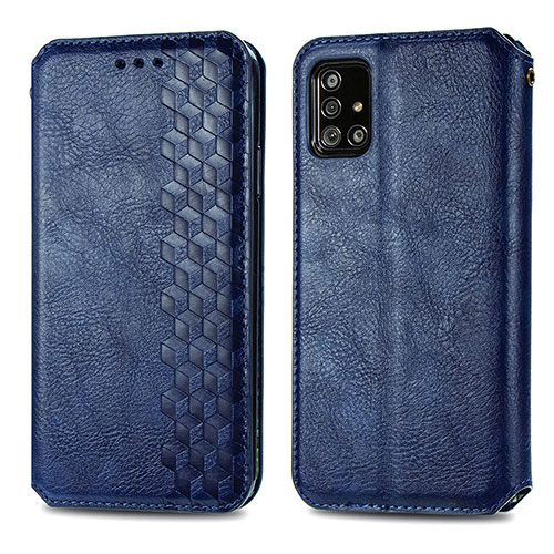 Leather Case Stands Flip Cover Holder S01D for Samsung Galaxy M40S Blue