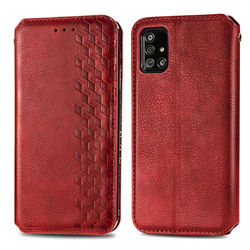 Leather Case Stands Flip Cover Holder S01D for Samsung Galaxy M40S Red