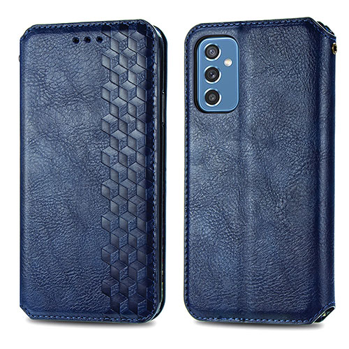 Leather Case Stands Flip Cover Holder S01D for Samsung Galaxy M52 5G Blue