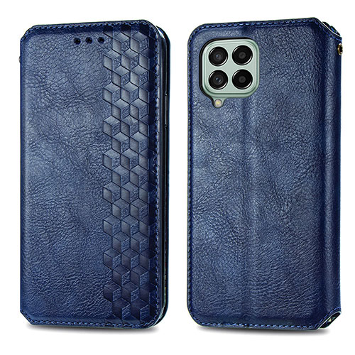 Leather Case Stands Flip Cover Holder S01D for Samsung Galaxy M53 5G Blue