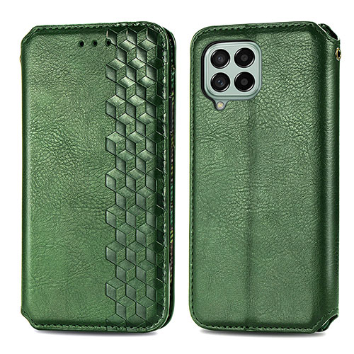 Leather Case Stands Flip Cover Holder S01D for Samsung Galaxy M53 5G Green