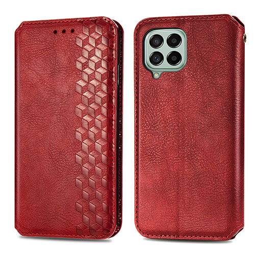 Leather Case Stands Flip Cover Holder S01D for Samsung Galaxy M53 5G Red