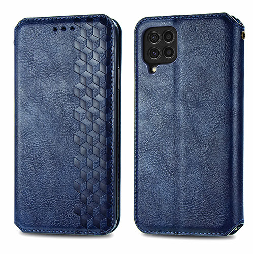 Leather Case Stands Flip Cover Holder S01D for Samsung Galaxy M62 4G Blue