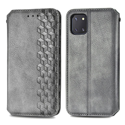 Leather Case Stands Flip Cover Holder S01D for Samsung Galaxy Note 10 Lite Gray