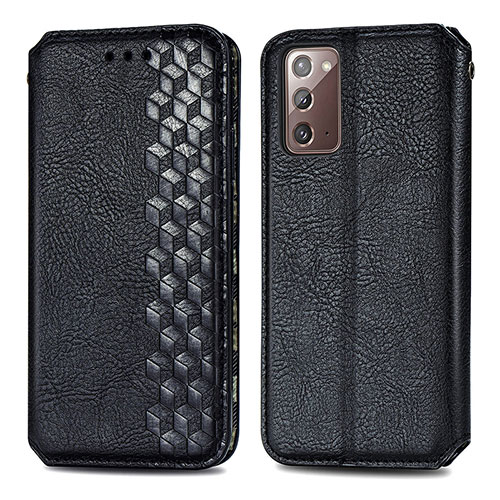 Leather Case Stands Flip Cover Holder S01D for Samsung Galaxy Note 20 5G Black