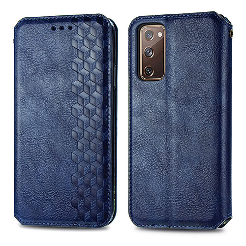 Leather Case Stands Flip Cover Holder S01D for Samsung Galaxy S20 FE 4G Blue