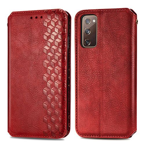Leather Case Stands Flip Cover Holder S01D for Samsung Galaxy S20 FE 4G Red