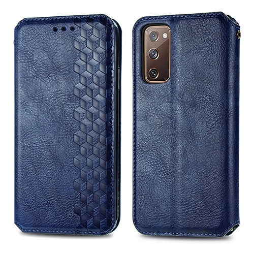 Leather Case Stands Flip Cover Holder S01D for Samsung Galaxy S20 Lite 5G Blue