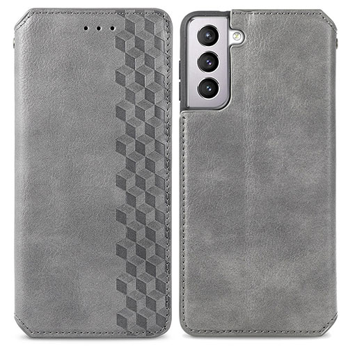 Leather Case Stands Flip Cover Holder S01D for Samsung Galaxy S25 5G Gray