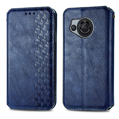 Leather Case Stands Flip Cover Holder S01D for Sharp Aquos R8 Blue