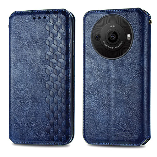 Leather Case Stands Flip Cover Holder S01D for Sharp Aquos R8 Pro Blue