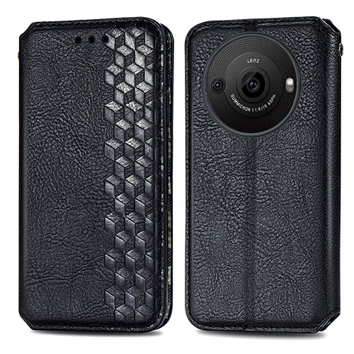 Leather Case Stands Flip Cover Holder S01D for Sharp Aquos R8s Pro Black