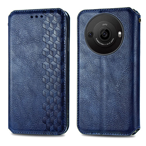 Leather Case Stands Flip Cover Holder S01D for Sharp Aquos R8s Pro Blue