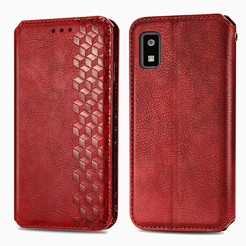 Leather Case Stands Flip Cover Holder S01D for Sharp Aquos wish3 Red