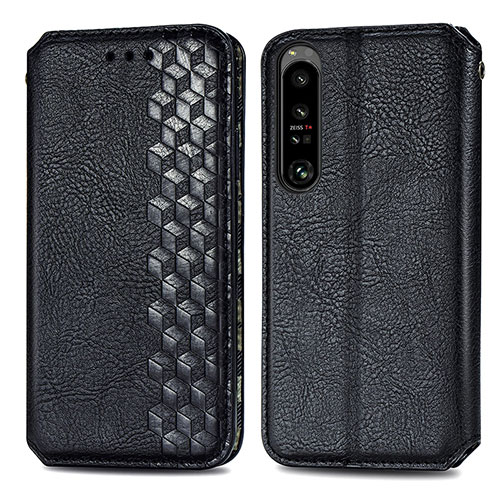 Leather Case Stands Flip Cover Holder S01D for Sony Xperia 1 IV SO-51C Black