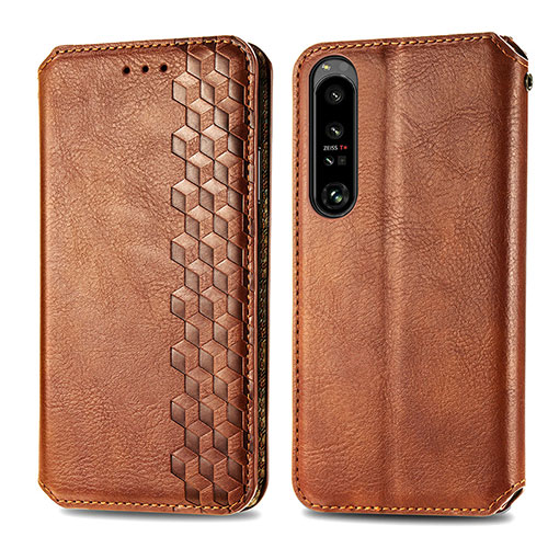 Leather Case Stands Flip Cover Holder S01D for Sony Xperia 1 IV SO-51C Brown