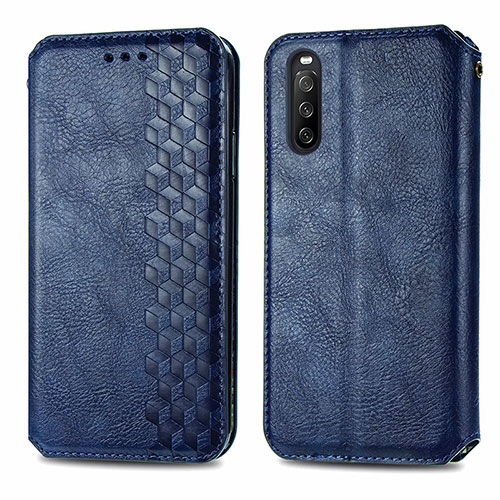 Leather Case Stands Flip Cover Holder S01D for Sony Xperia 10 III Lite Blue