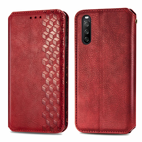 Leather Case Stands Flip Cover Holder S01D for Sony Xperia 10 III Lite Red