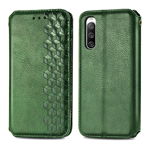 Leather Case Stands Flip Cover Holder S01D for Sony Xperia 10 IV SOG07 Green