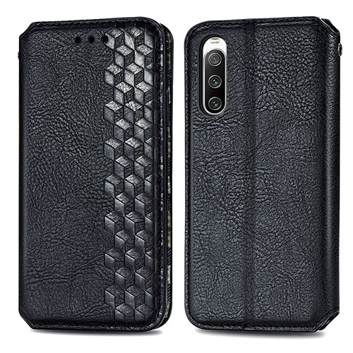 Leather Case Stands Flip Cover Holder S01D for Sony Xperia 10 V Black