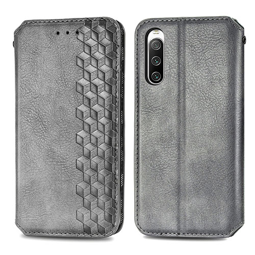 Leather Case Stands Flip Cover Holder S01D for Sony Xperia 10 V Gray