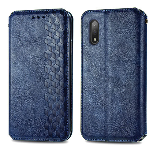 Leather Case Stands Flip Cover Holder S01D for Sony Xperia Ace II Blue