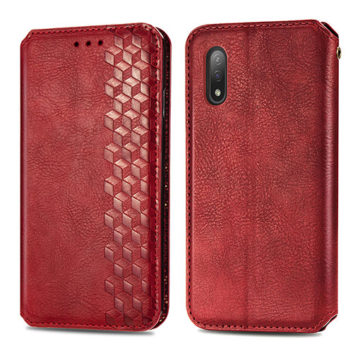 Leather Case Stands Flip Cover Holder S01D for Sony Xperia Ace II SO-41B Red