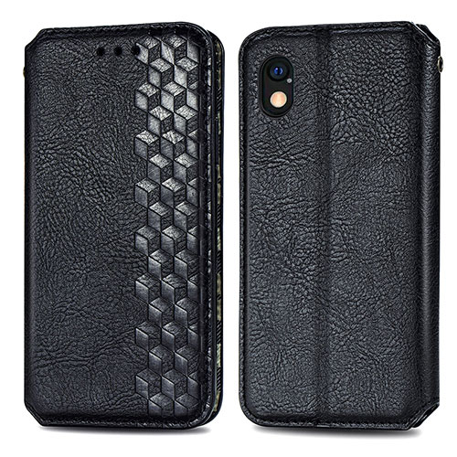 Leather Case Stands Flip Cover Holder S01D for Sony Xperia Ace III Black