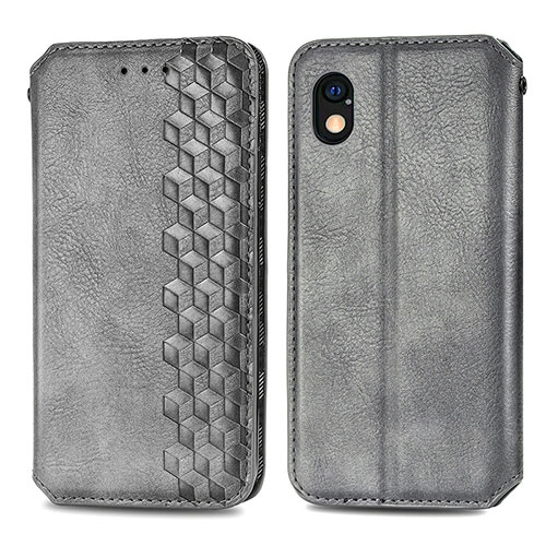 Leather Case Stands Flip Cover Holder S01D for Sony Xperia Ace III Gray